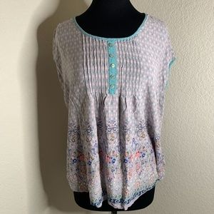 𝅺PURE Energy Soft Comfy Blouse Boho Pastel Pattern Women's Plus Size 3 (1166)